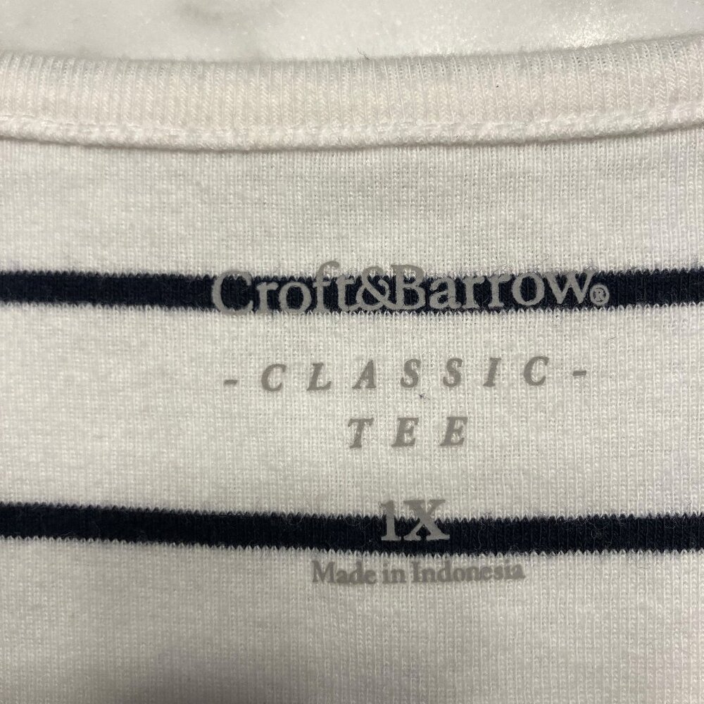 Croft & Barrow Classic Tee Black/White Stripes Size 1X - Picture 2 of 6